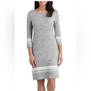 Hilary Radley Gray Striped Midi Long Sleeve Dress in Women’s Size Large NWOT